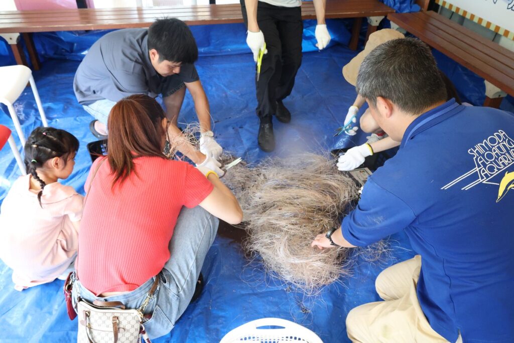 使い終えた漁網を新たな資源へ　下田海中水族館でリサイクルプロジェクト
