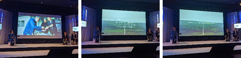 北海道・十勝での取材をまとめた映像の上映風景